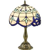 HOMCOM Stained Glass Bedroom Table Lamp, Handmade Antique Bedside Light for Bedroom, Living Room, Home, Decorative Night Light, Blue Aosom UK