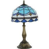 HOMCOM Tiffany Stained Glass Table Lamp, Handmade Antique Bedside Lamp, Decorative Night Light