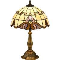 HOMCOM Stained Glass Bedroom Table Lamp, Handmade Antique Bedside Light, Decorative Night Light for Bedroom, Living Room, Home Aosom UK