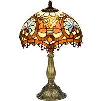 HOMCOM Stained Glass Bedroom Table Lamp, Handcrafted Artisan Collectible, Bedside Light, Multi-Coloured, Zinc Alloy Aosom UK