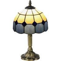 HOMCOM Handmade Stained Glass Bedroom Table Lamp, Antique Bedside Light for Bedroom, Living Room, Home, Decorative Night Light, Blue Aosom UK