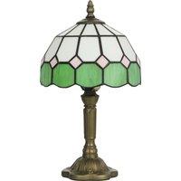 HOMCOM Handmade Art Deco Glass Table Lamp - White/Green