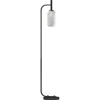 HOMCOM Floor Lamp for Living Room with Glass Lampshade, Modern Standing Lamp with Foot Switch for Bedroom, Bulb not Included, Black