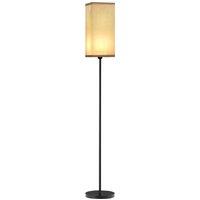 HOMCOM Floor Lamp, Modern Standing Lamp with Linen Shade, Tall Lamps for Living Room, Bedroom, with Foot Switch, Bulb not Included, Black Aosom UK