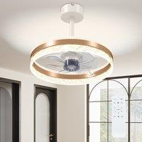 HOMCOM Ceiling Fan with LED Light and Remote - Gold Tone