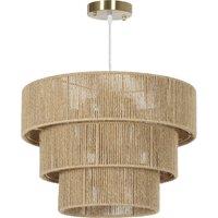 HOMCOM Hemp Rope Pendant Light, 3-Layer Boho Ceiling Light Shade, E14 Vintage Lampshade for Living Room, Bedroom, Kitchen, Hallway, Light Brown