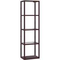 HOMCOM LED Floor Lamp with Glass Shelves, 4 Layers Dimmable Tall Standing Lamp, Modern Column Shelf Floor Light for Living Room, Bedroom, Office, Dark Brown