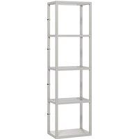 HOMCOM LED Floor Lamp with Glass Shelves, 4 Layers Dimmable Tall Standing Lamp, Modern Column Shelf Floor Light for Living Room, Bedroom, Office, Grey