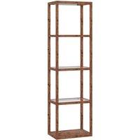 HOMCOM LED Floor Lamp with Glass Shelves, 4 Layers Dimmable Tall Standing Lamp, Modern Column Shelf Floor Light for Living Room, Bedroom, Office, Rustic Brown