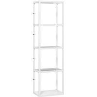 HOMCOM LED Floor Lamp with Glass Shelves, 4 Layers Dimmable Tall Standing Lamp, Modern Column Shelf Floor Light for Living Room, Bedroom, Office, White