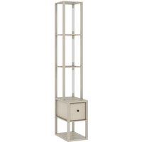 HOMCOM Floor Lamp with Shelves, LED Column Modern Standing Lamp with Fabric Drawer, Adjustable Brightness, Foot Switch for Living Room, Bedroom, Office, Oak