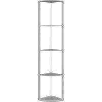 HOMCOM RGB LED Floor Lamp with Shelves, 5-Tier Dimmable Standing Lamp with Adjustable Brightness and Remote Control, Modern Corner Display Shelf Unit for Living Room Bedroom Office, Grey
