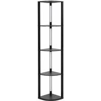 HOMCOM RGB LED Floor Lamp with Shelves, 4-Tier Dimmable Standing Lamp with Adjustable Brightness and Remote Control, Black