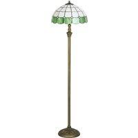 HOMCOM Tiffany-Style Floor Lamp with Handcrafted Stained Glass Shade, 152cm Tall Vintage Standing Lamp, Bronze Tone and Green