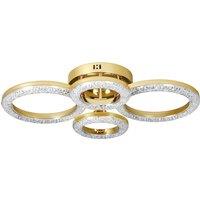 HOMCOM LED Ceiling Light, Modern 4 Rings Ceiling Lamp with Wall Switch Control, 40W 4350lm Flush Mount Ceiling Light with 3500K/4500K/6000K Colour Temperatures for Living Room, Bedroom, Gold Tone