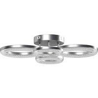 HOMCOM LED Ceiling Light, Modern 4 Rings Ceiling Lamp with Wall Switch Control, 40W 4350lm Flush Mount Ceiling Light with 3500K/4500K/6000K Colour Temperatures for Living Room, Bedroom, Silver Tone