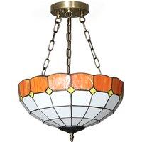 HOMCOM Tiffany Style Ceiling Light, Vintage Chandelier with 3 E27 Sockets, Semi Flush Mount for Living Room, Bulbs Not Included