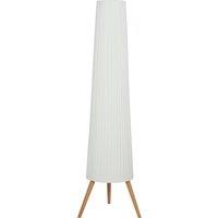 HOMCOM Dimmable Tripod Floor Lamp with Foot Switch, Nordic Standing Lamp with Wood Legs and Fabric Shade for Living Room, Bedroom, Office, 153cm, White