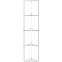 HOMCOM LED Floor Lamp with Shelves, Dimmable Standing Lamp with Foot Switch for Living Room, Bedroom, White