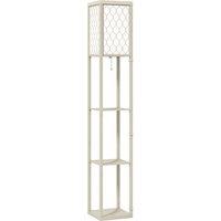 HOMCOM Three-Shelf Standing Lamp - Oak/White