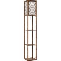 HOMCOM Three-Shelf Standing Lamp - Rustic Brown/White