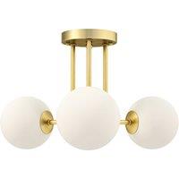 HOMCOM LED Ceiling Light with Globe Shades, Modern 3-Light Ceiling Light with G9 Sockets for Living Room, Bedroom, Dining Room, Bulbs Not Included, Gold Tone