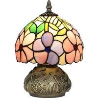 HOMCOM Tiffany-Style Table Lamp with Sculpted Dragonfly Base, Handcrafted Antique Stained Glass Bedside Lamp for Living Room and Bedroom, E27 Socket, Pink