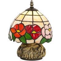 HOMCOM Handcrafted Classic Stained Glass Bedside Lamp, Tiffany-Style Table Lamp with Sculpted Dragonfly Base, Multi-Coloured