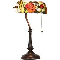 HOMCOM Tiffany-Style Rose and Butterfly Table Lamp - Multi