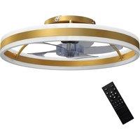 HOMCOM Ceiling Fan with Light and Remote, LED Mount Ceiling Fan with 3 Colour Temperatures, 6 Speed, 50 cm, Gold Tone