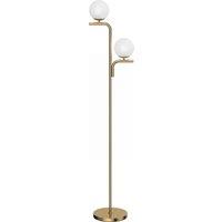 HOMCOM LED Floor Lamp, Modern Standing Lamp with 3 Colour Temperatures, Globe Glass Shades and Foot Switch, Gold Tone