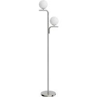 HOMCOM LED Floor Lamp, Modern Standing Lamp with 3 Colour Temperatures, Globe Glass Shades and Foot Switch, Silver Tone