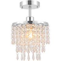 HOMCOM Crystal Ceiling Light with 57 Crystal Strands, Ceiling Light with Mounting Plate for Hallway, Silver Tone