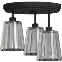 HOMCOM 3-Light Crystal Glass Ceiling Light, Triple Head with Dual Mounting, Modern Ceiling Lamp for Living Room, Black