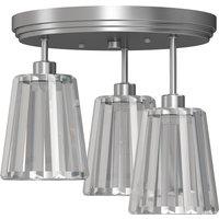 HOMCOM 3-Light Crystal Glass Ceiling Light, 40W, 3 E27 Sockets, Dual Mounting, Bulb Not Included, Silver