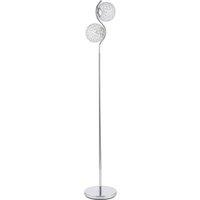 HOMCOM Floor Lamp with Crystal Globe Shades, Modern Dual Head Standing Lamp with Foot Switch and Weighted Base, Silver