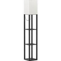 HOMCOM Floor Lamp with Shelves, Modern Dimmable Standing Lamp with Fabric Lampshade, Adjustable Colour Temperature, Black