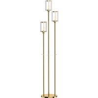 HOMCOM Floor Lamp with Shelves, 3-Light Crystal Standing Lamp with Glass Shades and Foot Switch, Bulbs Not Included, Gold Tone