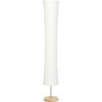 HOMCOM LED Floor Lamp, 152 cm Modern Dimmable Standing Lamp with Paper Shade, Pine Wood Base, White