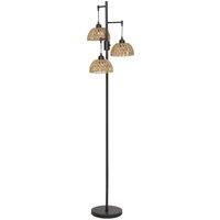 HOMCOM 3-Light Floor Lamp, Standing Lamp with Paper Rope Shades, 4-Stage Rotary Switch for Living Room, Bedroom, Study