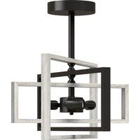 HOMCOM Ceiling Light Fixtures, Industrial Ceiling Lighting with Wood Frame, Bulbs Not Included, Black