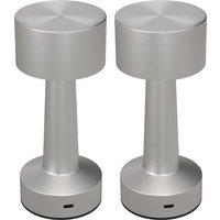 2 Pack Cordless Table Lamp, Touch LED Desk Lamp with Rechargeable Battery, 3 Colour, for Bedroom Living Room, Silver