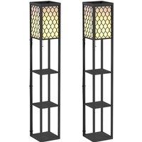 HOMCOM Three-Shelf Standing Lamps Set of 2 - Black