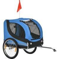 PawHut Secure Dog Bike Trailer, Foldable Bicycle Pet Trailer with Weather-Resistant Cover, Bright Blue