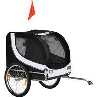 PawHut Durable Pet Bike Trailer, Steel Carrier for Dogs, Water-Resistant, Safe Travel Accessory, White and Black Aosom UK