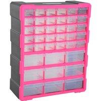 DURHAND Organiser Cabinet: 39 Drawer Plastic Storage Unit for Small Parts, Rose Red Aosom UK