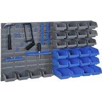 DURHAND Wall Mounted Tool Organiser, 44 Piece Storage Bins, Panel Set with Shelf, Hooks, Screws for Workshop, Blue Aosom UK