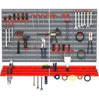 DURHAND Wall Mounted Tool Storage Board, 54 Piece Set with Pegboard, 50 Pegs, 2 Shelves, Organiser for Workshop, Garage Aosom UK