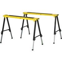 DURHAND 2PCS Saw Horse Twin Pack Folding Workbench Adjustable Metal Trestle Stands with Non-slip EVA Surface for Sawing Work Max Load 100kg