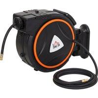 HOMCOM Auto Rewind Hose Reel, Retractable Air Hose Reel 15 m + 1.5 m, 150 Bar with 1/4" BSPT Connector, Black